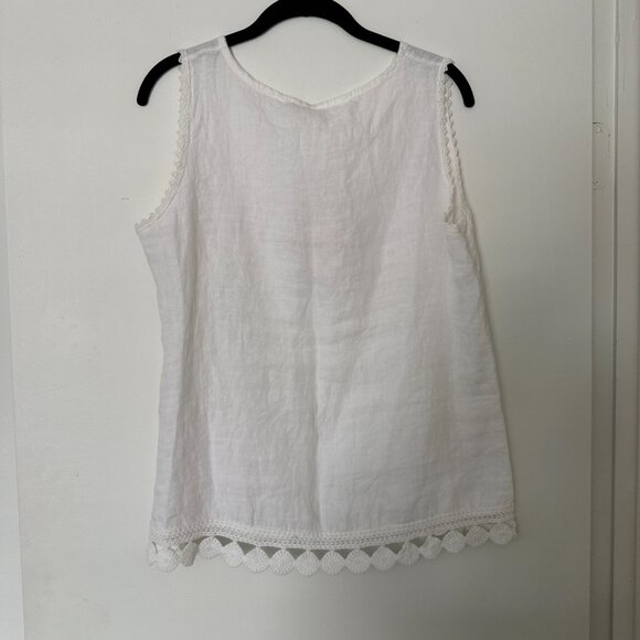 Bellambra 100% Pure Linen Made in Italy Tank with Cotton Embellished Trim Size L - Picture 5 of 9